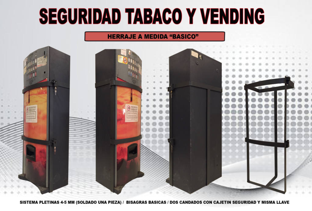 Herraje de seguridad antirrobo para máquinas de tabaco y vending
