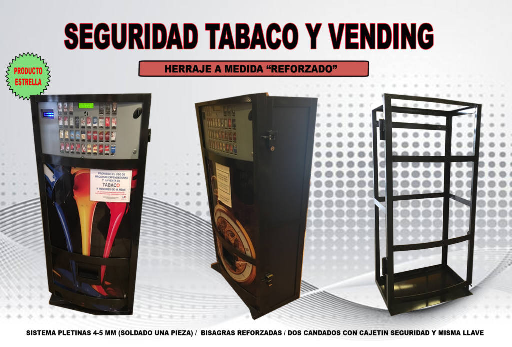 Herraje reforzado antirrobo para máquina de tabaco
