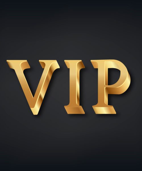 VIP typography in 3d golden font